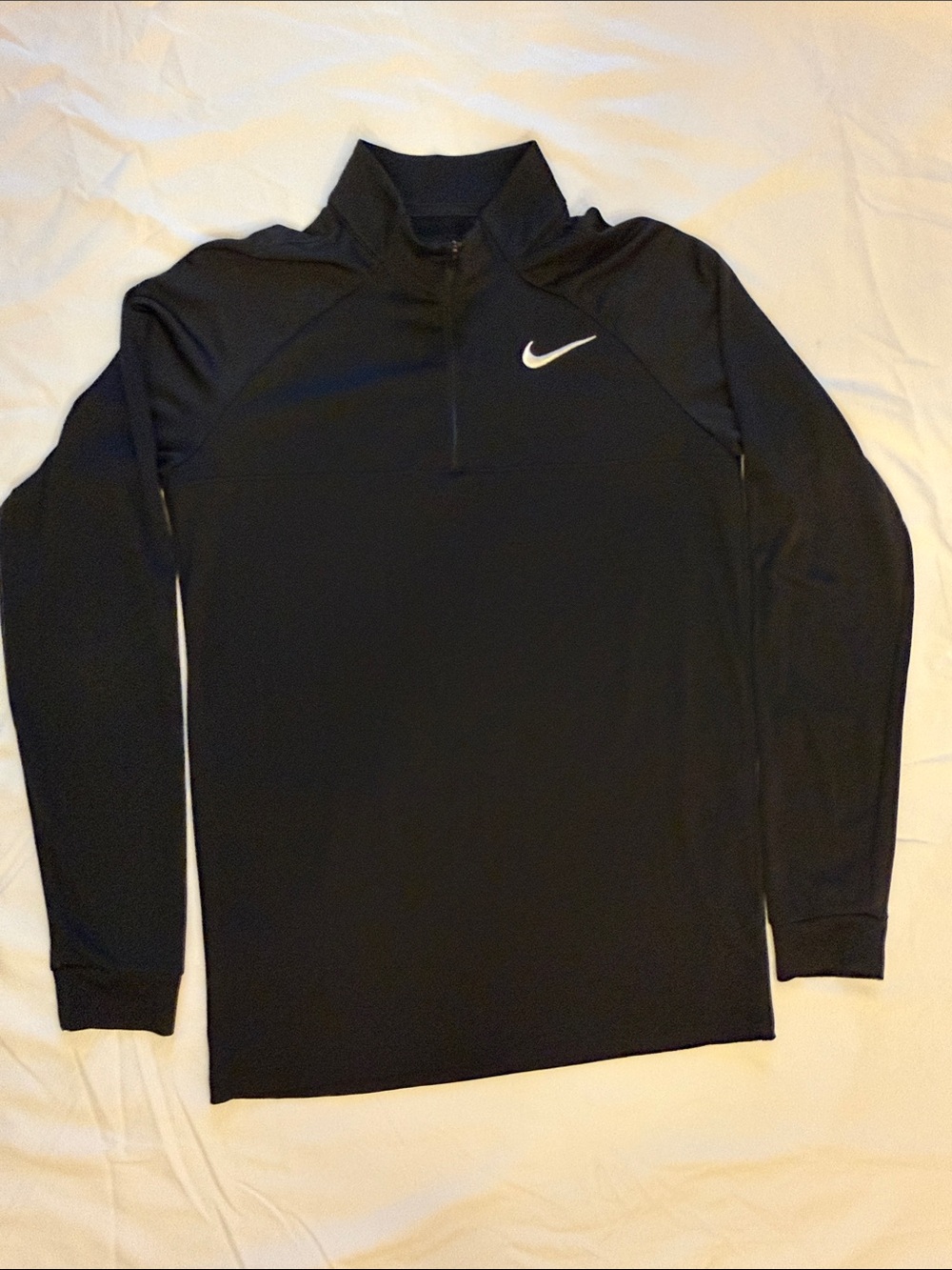 Nike Black Long-Sleeve Quarter-Zip with White Swoosh